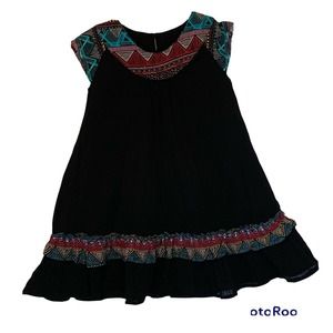 YOUNG BIRDS Sun Halter Dress Black Bohemian Boho Hippy Lined Black Girls Size 5